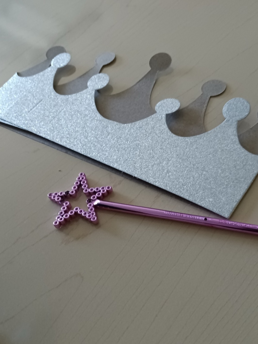 Sparkle Star Wand and Silver Crown Hat Set - Pink Wand